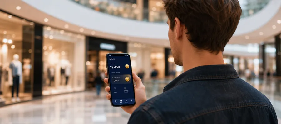 Joven consultando sus puntos en la billetera DVPoint